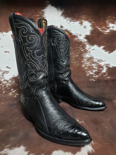 Tony Lama Vintage Gold Label Ostrich Wingtip Western Cowboy Boots Mens Sz 9.5 D - Image 1