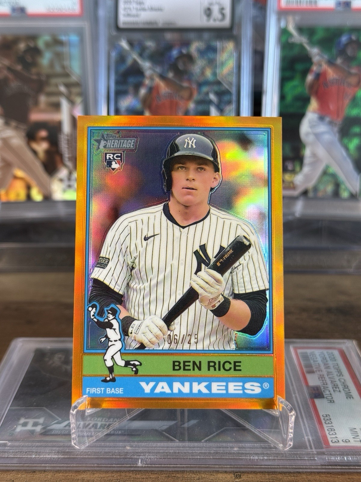 2025 Topps Heritage #406 Ben Rice RC Chrome Orange Refractor /25 SSP