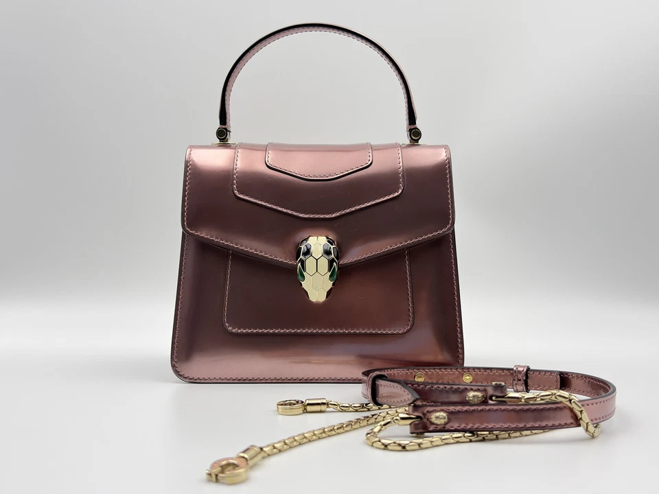 Auténtico bolso de cadena rosa metálico Bvlgari Serpenti Forever ebay AG Foto 3 de 4