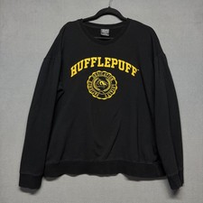 BoxLunch Harry Potter Hufflepuff Crest Sweatshirt XL Black Pullover Boxy Fit