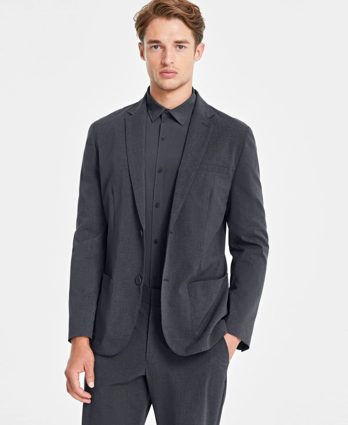 Alfani Men's Breathable Airflow Suit Jacket Ebony Grey Medium