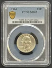 1964 Washington Quarter — PCGS MS62 (Philadelphia, No Mint Mark) — Brilliant 90%