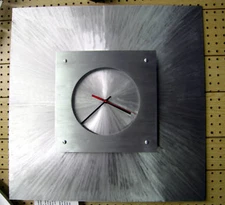 BRUSHED ALUMINIUM SQUARE CONTEMPORARY WALL CLOCK