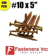 INTERCORP 1050SY #10 X 5" Drywall/Deck Screws Yellow Zinc 500 BOX