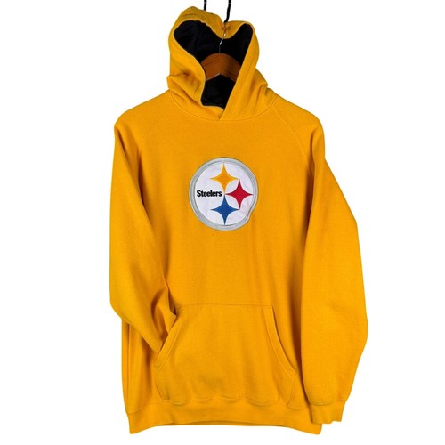 Pittsburgh Steelers NFL Apparel Hoodie Sweatshirt Gold Yellow Women XL 18-20 GUC