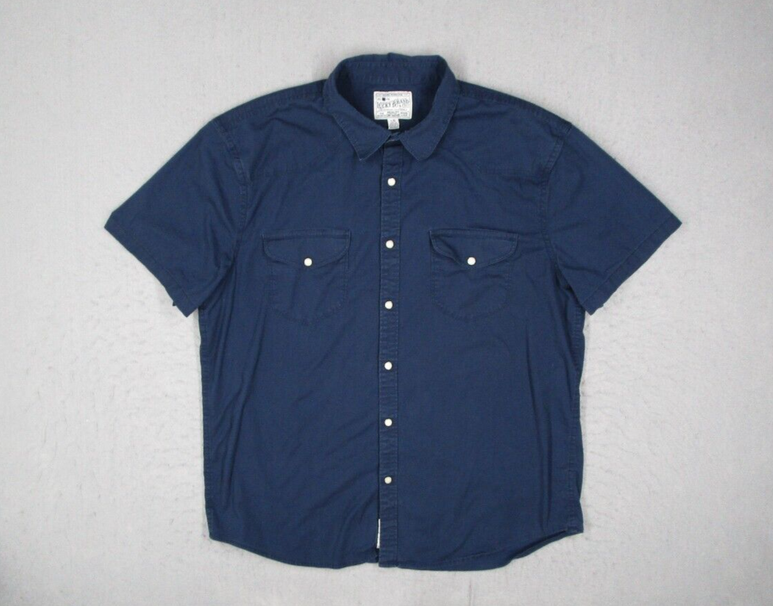 Lucky Brand Shirt Mens Large Blue Button Up Western Pearl Snaps Rancher  Workwear - Main Image