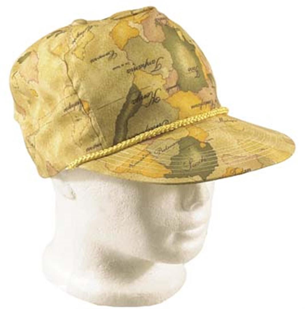 Vintage Cotton Baseball Cap with Map Leaf Design in Beige & Sand Green-image
