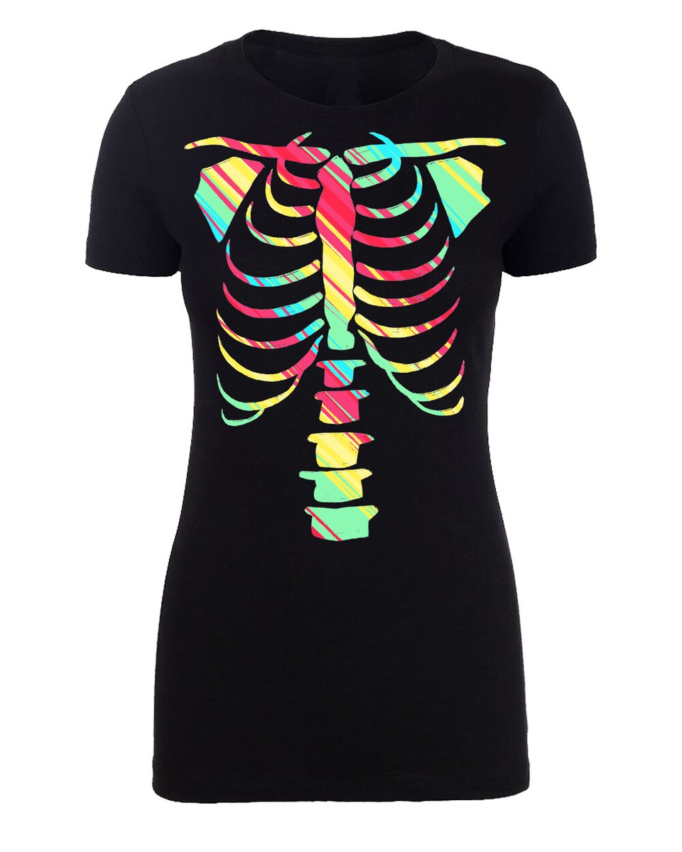 Neon Rainbow Skeleton T-Shirt, Graphic Tee, Halloween