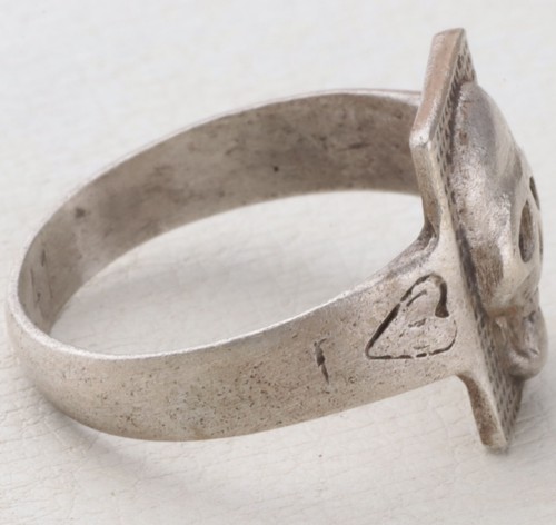 Skull set 835 silver Ring 1941 Engraving K.S.41 Initial WW2 Pendant WWII Size8.5 - Picture 13 of 17