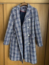 Marks And Spencer Blue White Red Checked Coat Size 12