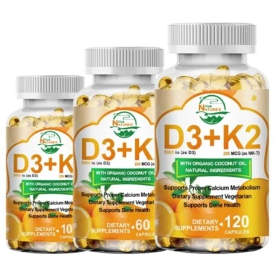NATURE'S LIVE Vitamin D3 + K2 Tabletten - 10/60/120Stk - 5000IU - Sonnenvitamin für Knochen
