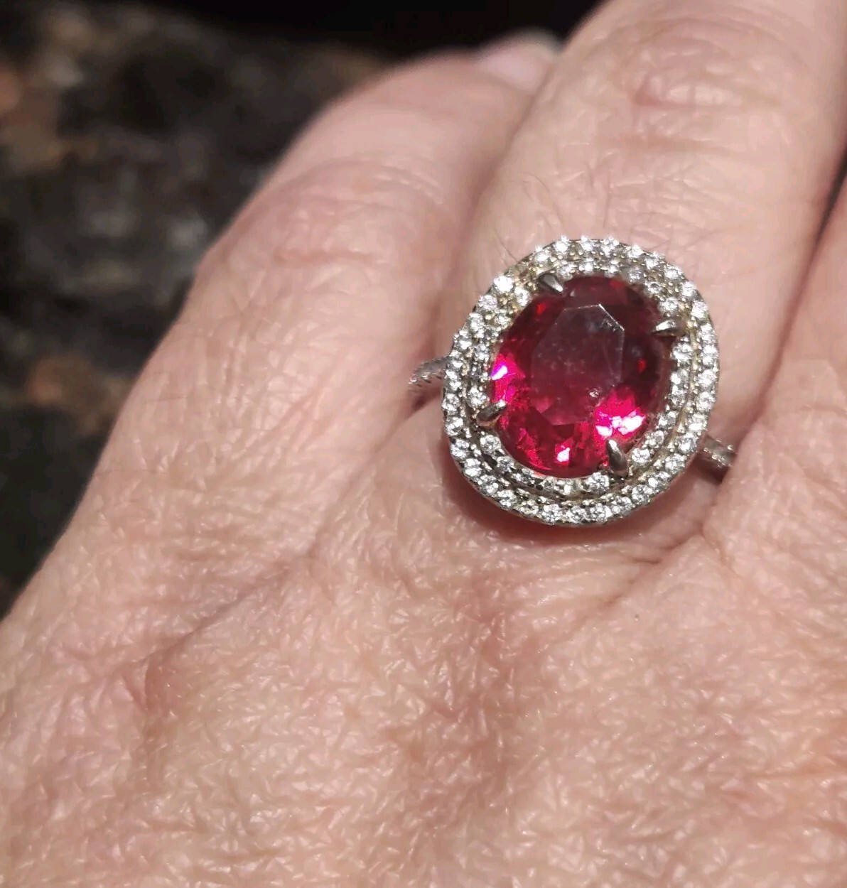 Stunning Large Lab Created Ruby Cocktail Ring Ste… - image 17