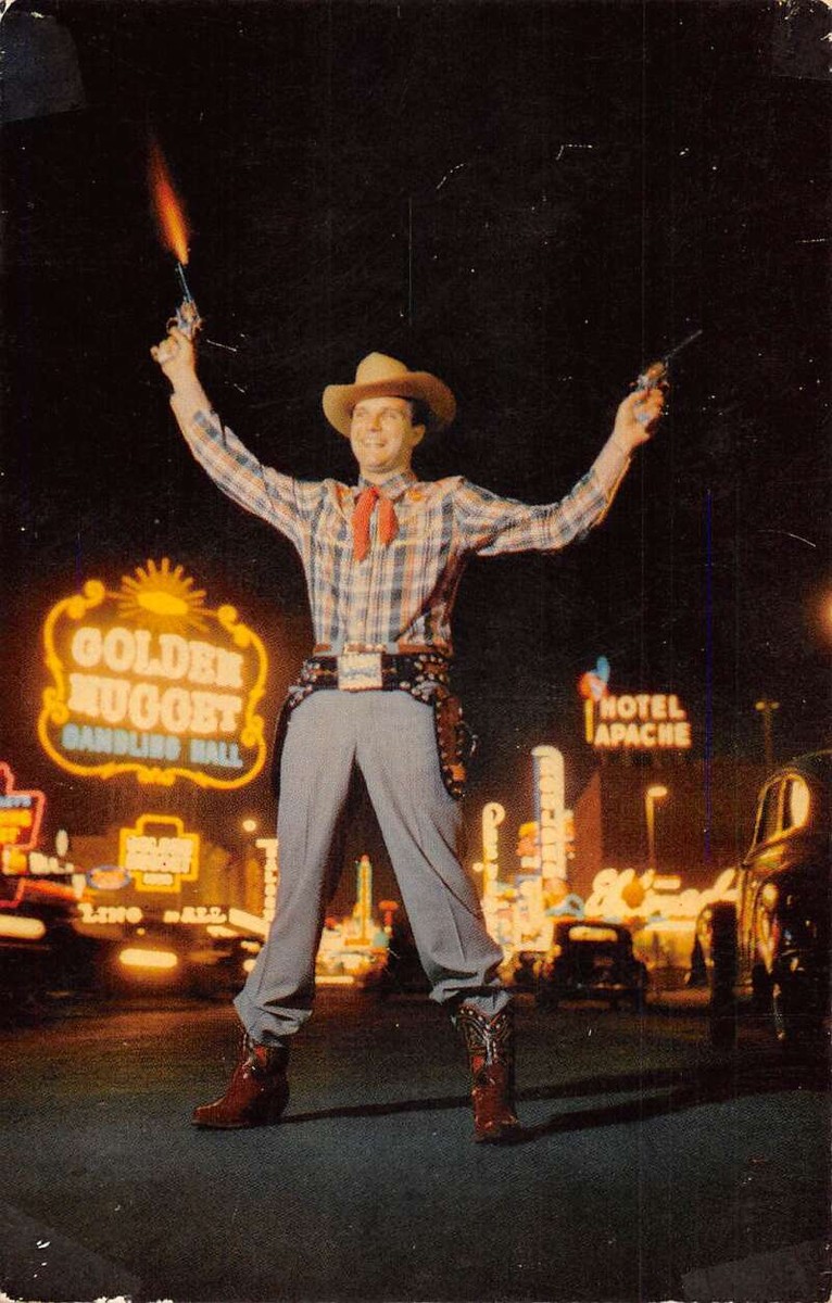 Las Vegas Nevada Fremont Street Golden Nugget Cowboy Postcard