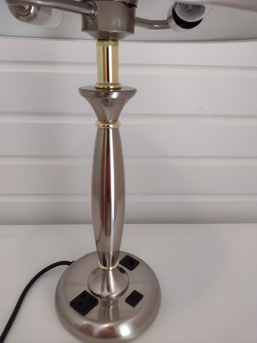 Vintage Chrome Atomic Table Desk Lamp Flying Saucer/UFO Shade Mid