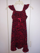 EMILY WEST GIRL'S SLEEVELESS RED/BLK HIGH-WAIST POLYESTER DRESS-10-WORN ONCE