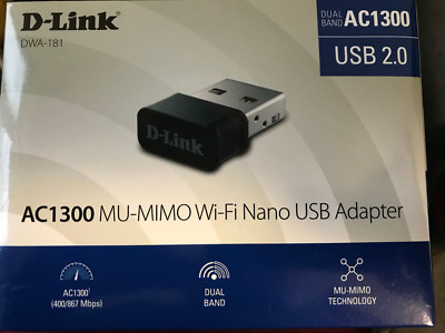 D-Link DWA-181 Wireless AC1300 MU-MIMO Nano USB Adapter