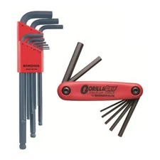 Ball End Metric Hex Key Set 1mm to 10mm (9 Pieces) + Metric Gorilla Grip Set