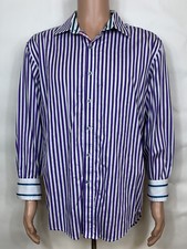 Robert Graham X Button Up Purple Stripe Long Sleeve Men s XL Shirt Contrast Cuff