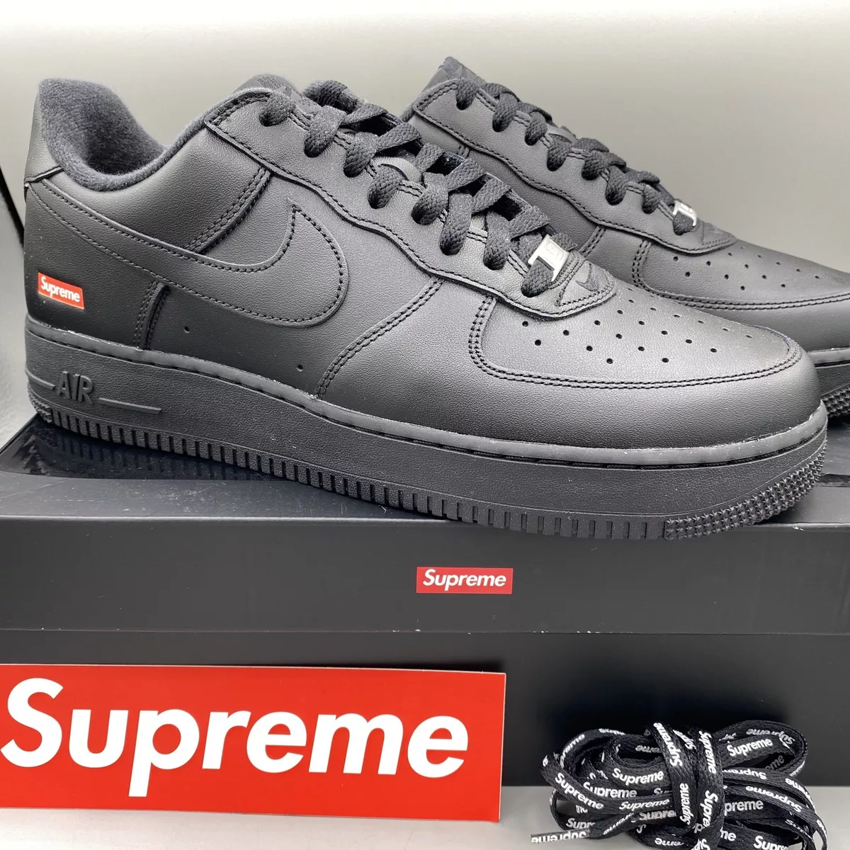 Nike Air Force 1 Low SP x SUPREME Black CU9225-001 NEW BOX Xtra Laces Men’s  11