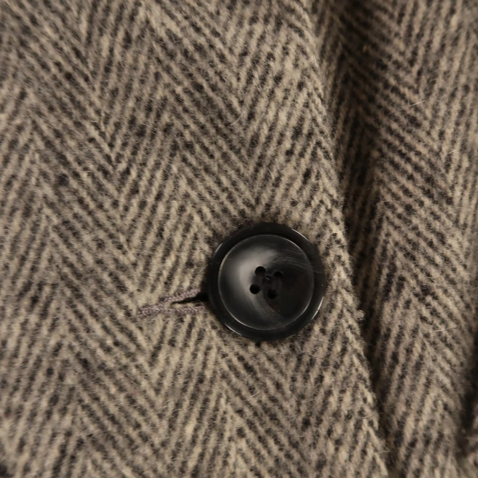 VTG Tweed Coat Womens 10 Gray Black Herringbone Flannel Wool USA Herman Overcoat - Image 3 of 4