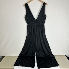 Vtg. Fredericks Of Hollywood Black Sheer Bodysuit Lingerie Sequin Sz M Wide Leg