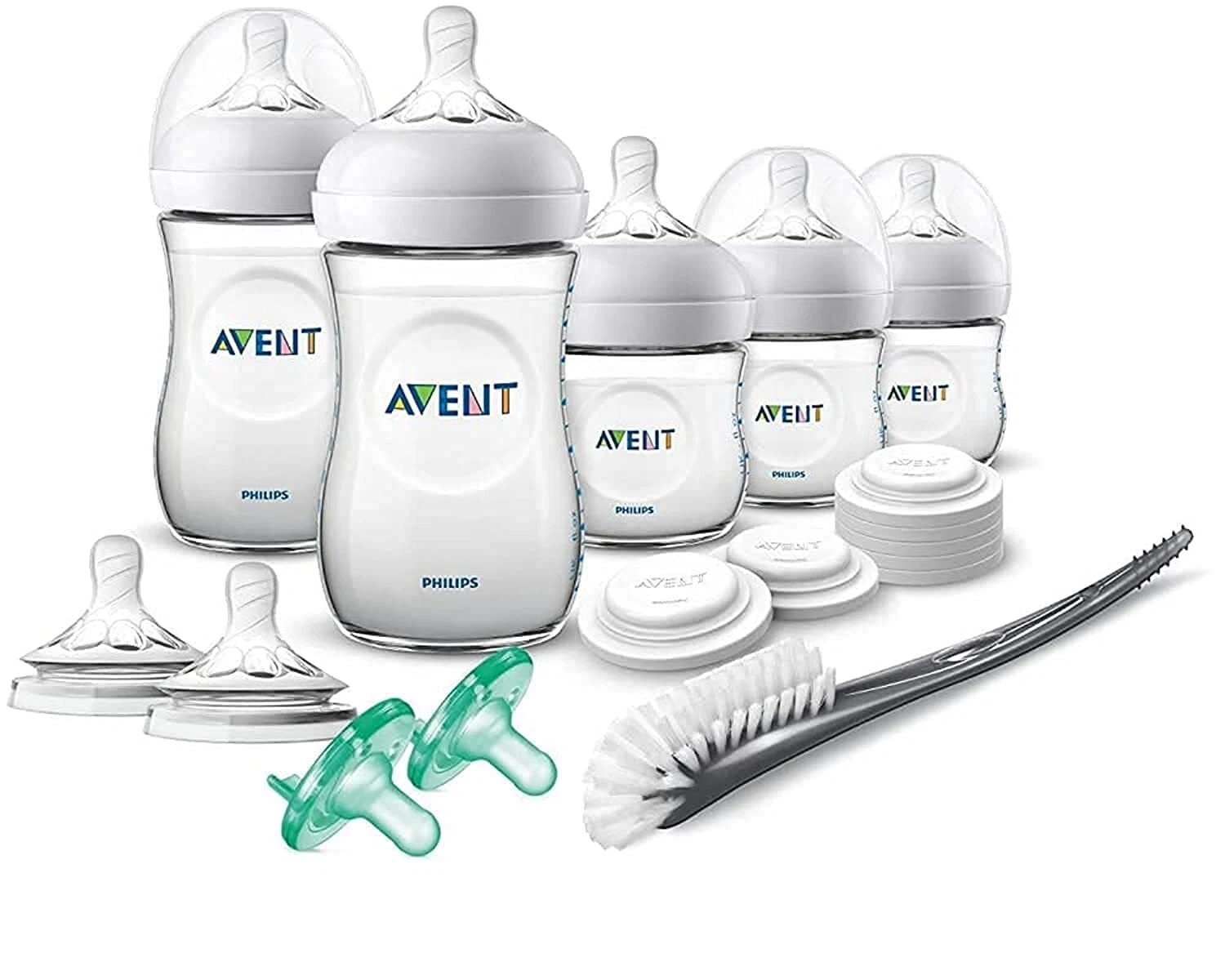 16 Piece BPA Free Baby Bottle Starter Set with Soothie Pacifiers and Accessories