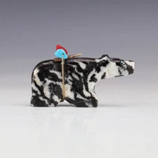 NATIVE AMERICAN ZUNI ZEBRA ROCK BEAR FETISH BY DONOVAN LAIWAKETE