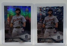 Miguel Cabrera 2021 Bowman Platinum ICE Holo Foil Parallel and Base #32 - Tigers