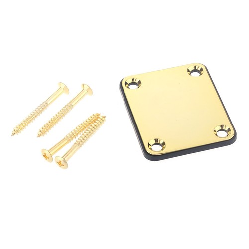 Chrome Electric Guitar Neck Plate w/ 4 Screws For Fender Stratocaster Telecaster - Picture 3 of 6