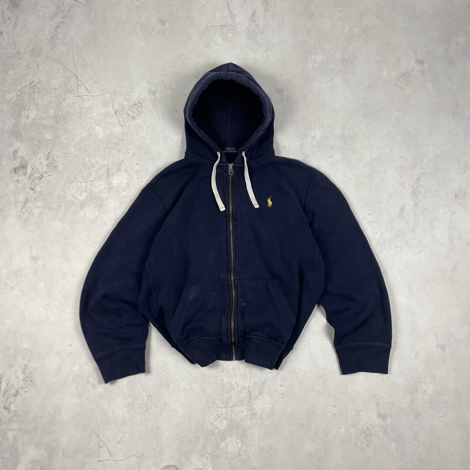 ❗️Vintage❗️Polo Ralph Lauren Blu Felpa con Cappuccio Zip Rara XL Uomo Avantgarde Big Pony