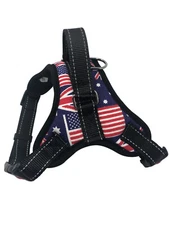 Dog Harness Vest, No Pull Adjustable with Handle, Quality Nylon, Flag, S M L XL