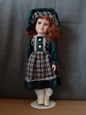 Süße Porzellan-Puppe , Alberon Dolls London, Sammler Puppe mit Metallständer neu