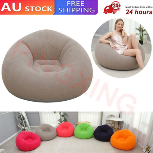 PVC Inflatable Bean Bag Chair Foldable Adult Outdoor Home Garden Lazy Sofa Chair - Picture 1 of 12