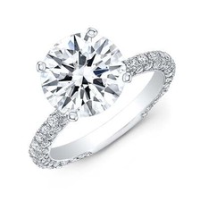 4.00 Ct. Hidden Halo 3 Row Pave Engagement Ring G Color VS2 GIA Certified 3X