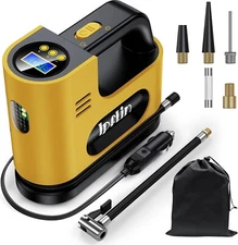 Ipflin Tyre Inflator Air Compressor-12V DC,Digital Car Tyre Pump 150 PSI, Preset