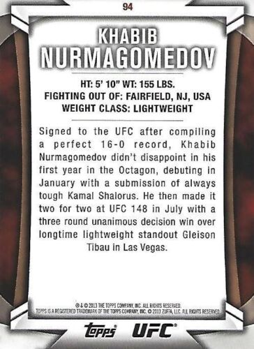 Khabib Nurmagomedov 2013 Topps UFC Knockout Card #94 223 229 242 254 219 205 165 - Picture 2 of 12