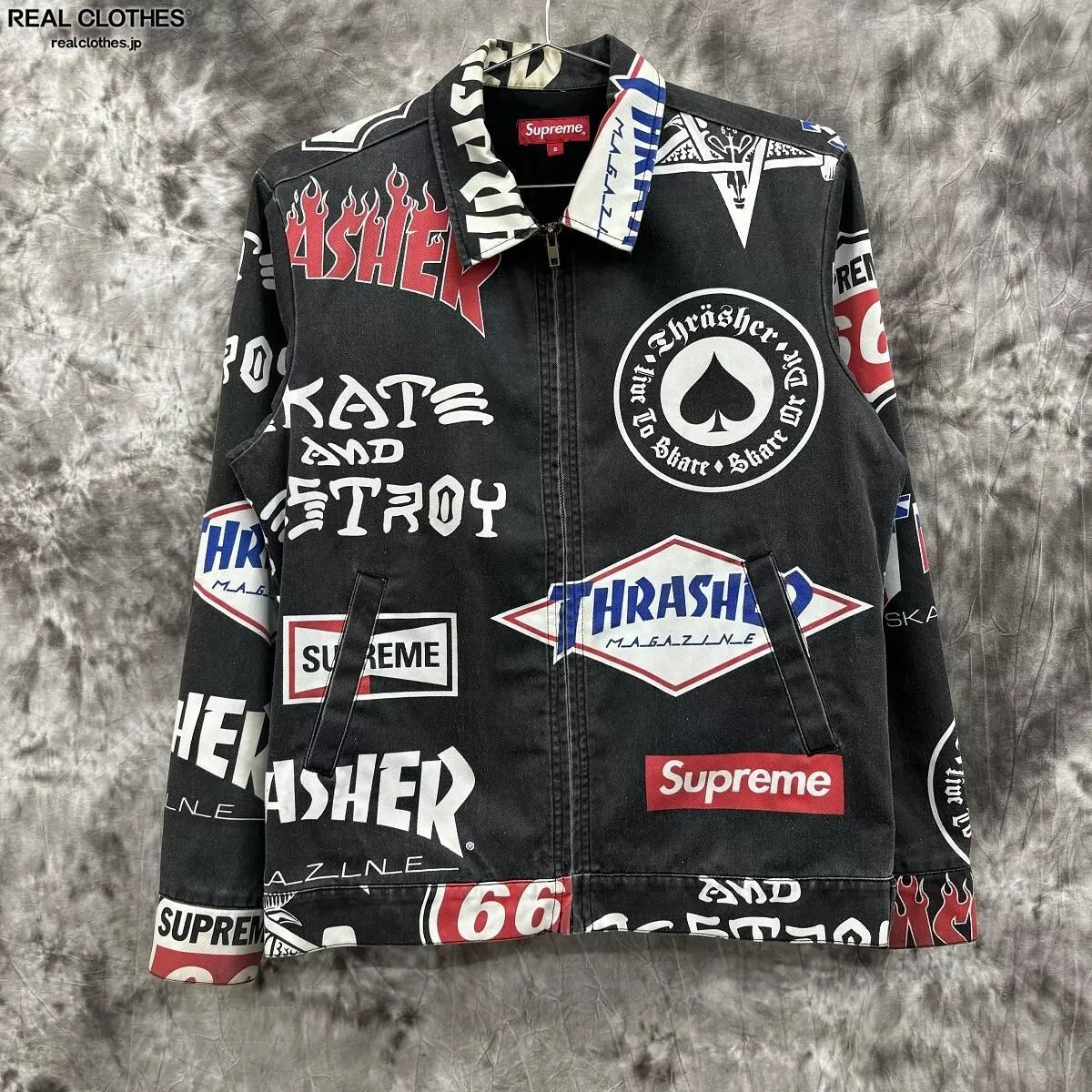 Veste de travail Supreme 15SS Thrasher taille S noir logo survêtement homme