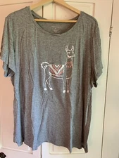 Llama T Shirt Women’s 2X Gray Ambrielle Farm Knitting Yarn Crafting Homesteading