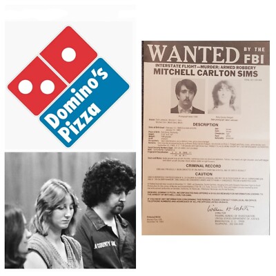 FBI WANTED POSTER FLYER NO. 526, Mitchell Sims, 1980s Domino's