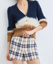 VERONICA BEARD Sweater Women sz M Cardigan Navy Brown PARULA NWT