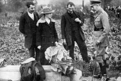 King George V admiring allotments on Clapham Common, London, c1910s- - Old Photo