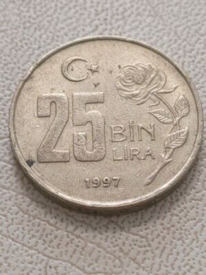 TURKEY - 25 Bin Lira 1997 11 g   26.0 mm free UK post Kayihan coins T77