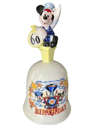 Vintage Disney 60th Bday Bell 1928-1988 Mickey & Minnie Mouse Schmid F1 6.5 