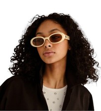 Le Specs Work It Sunglasses  Small Oval, Ivory/Cream, Brown Lenses, Eco Friend