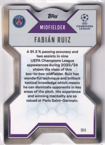 Topps Match Attax CL Extra 24/25 No. CX 6 Fabian Ruiz Chrome X - Picture 2 of 2