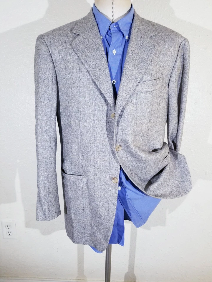 Blazer Abrigo Deportivo 40R Pal Zileri Naranja Beige SEDA CACHEMIRA Tweed Lienzo Foto 2 de 4