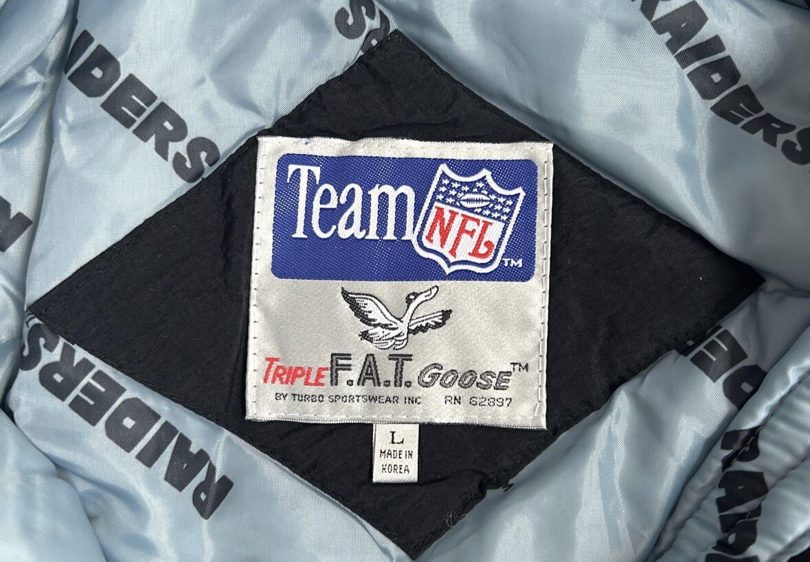 vintage los angeles raiders triple fat goose heavy jacket coat