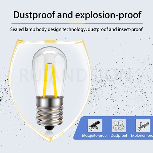 E17 Filament 2 LED Bulb Chandelier Light Fireplace Light White 110-130V/220-240V - Picture 6 of 11