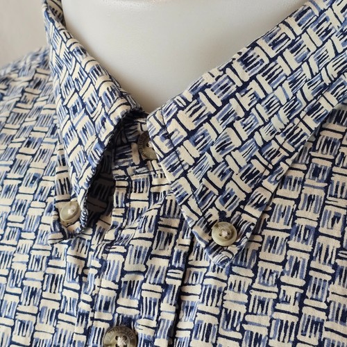 Pendleton Shirt Mens XL White Blue Button Down Geometric Check Casual Pocket - Picture 4 of 9