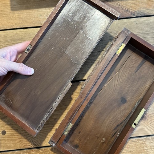 Antigua caja de madera y guantera con incrustaciones 1848 como se encuentra - Imagen 13 de 19